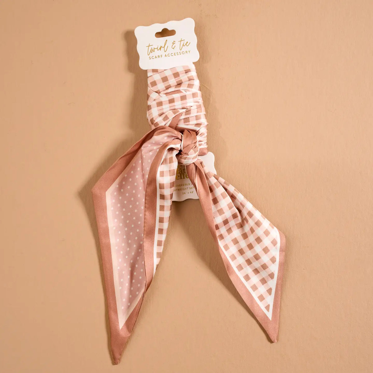 Twirl & Tie Scarf Accessory | Gingham Tan