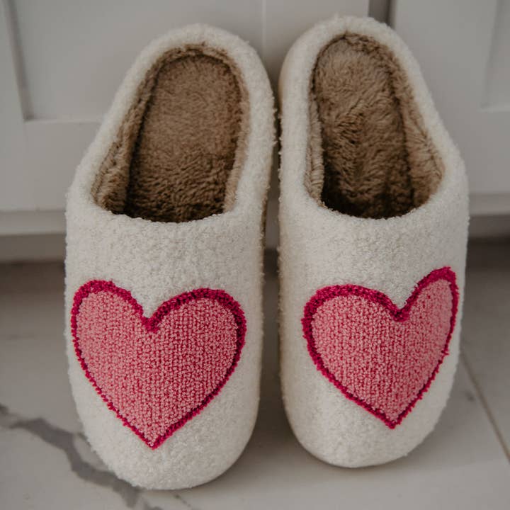 Valentine's Heart Fuzzy Slippers