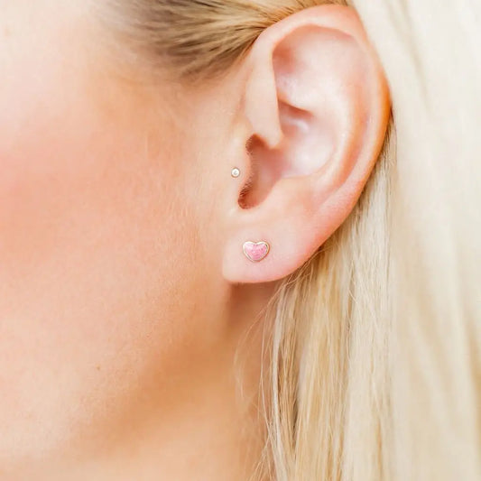 Screwback Stud Earrings | Nora Heart Pink