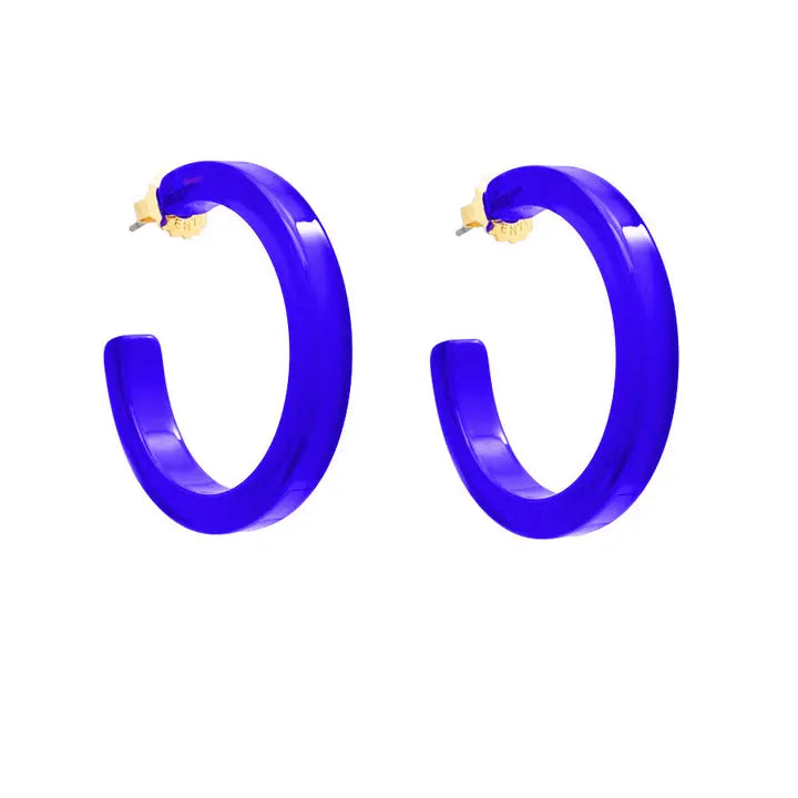 Medium Resin Hoop Earring | Cobalt