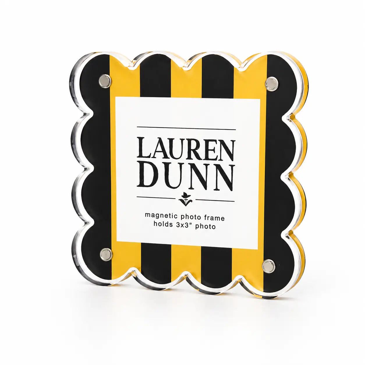 Gameday Scalloped Acrylic Frame | Bright Gold & Black Striped