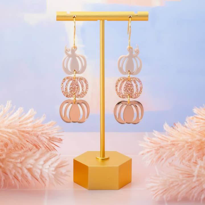 Stacked Pumpkin Earrings | Rose Gold