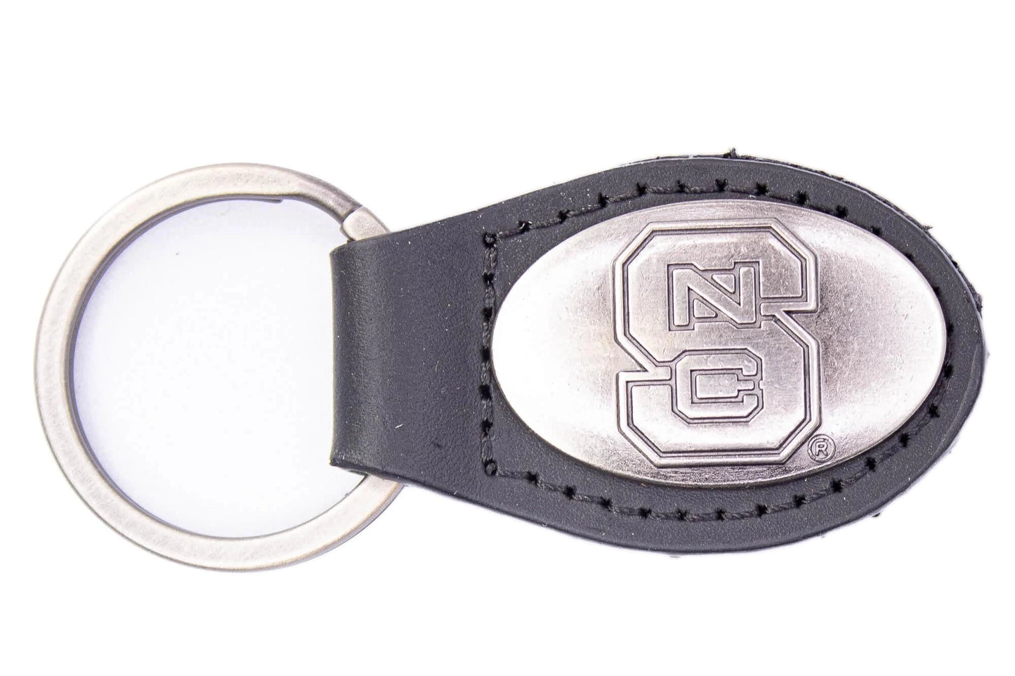 Black Leather Keychain | NC State