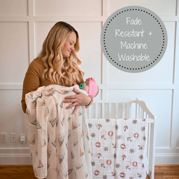 Muslin Swaddle Blanket | Sailing Away