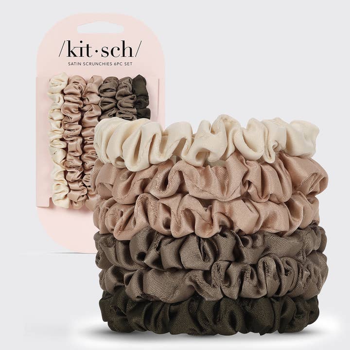 Ultra Petite Satin Scrunchies 6pc | Eucalyptus