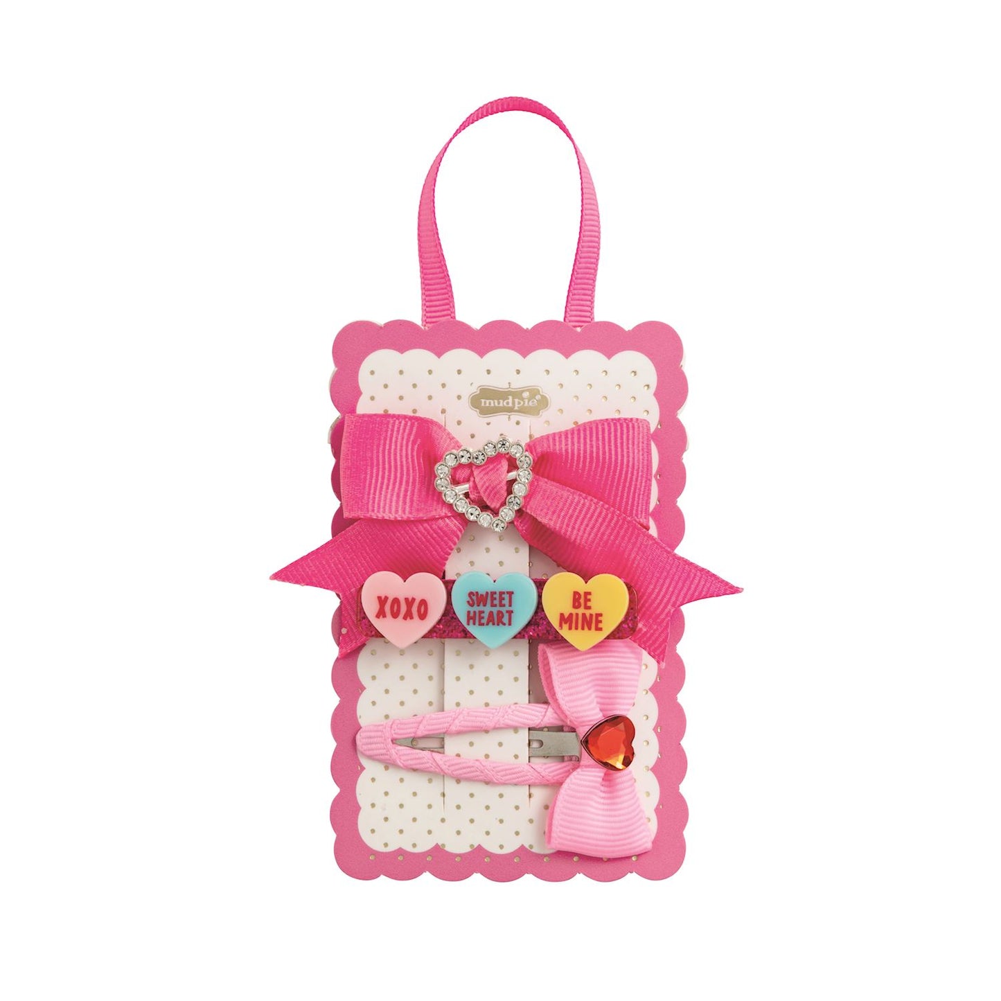 Hot Pink Valentine's Hair Clip Set