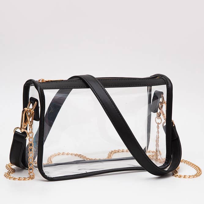 Clear Rectangle Stadium Crossbody Bag | Black
