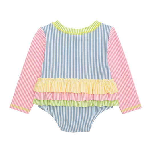 Ruffle Seersucker One-Piece Rash Guard