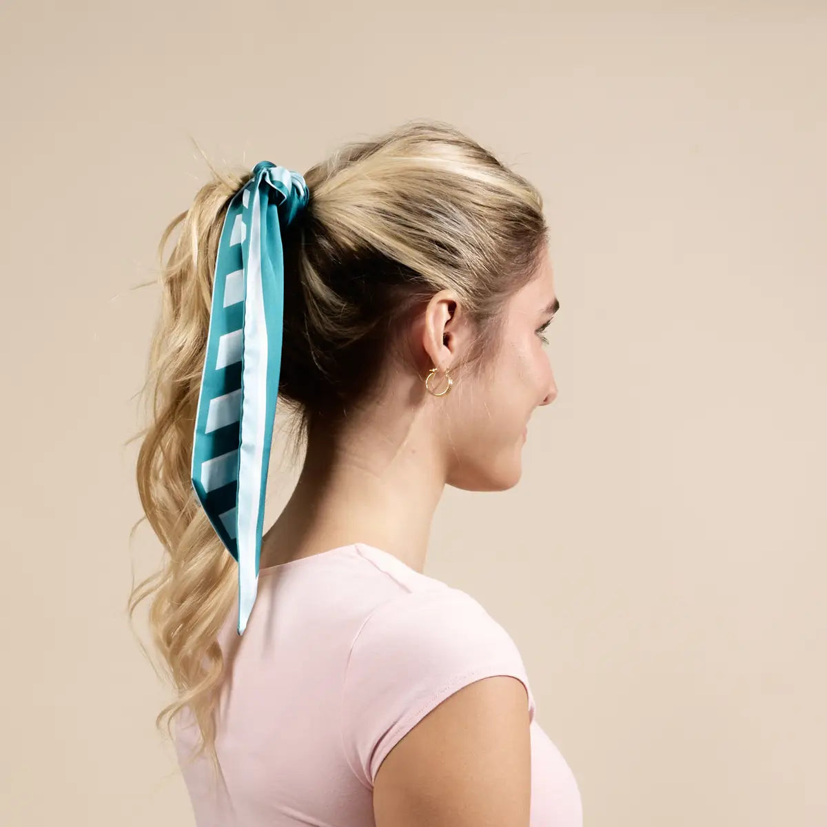 Twirl & Tie Scarf Accessory | Sicily Stripes Teal