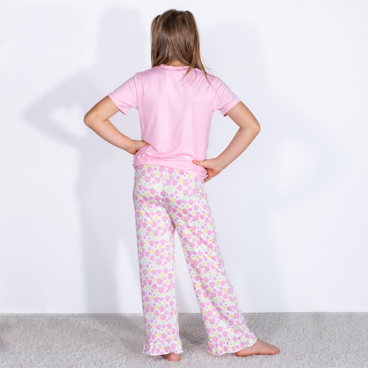 Girl's Ruffle Sleep Pants | Tulip Fields