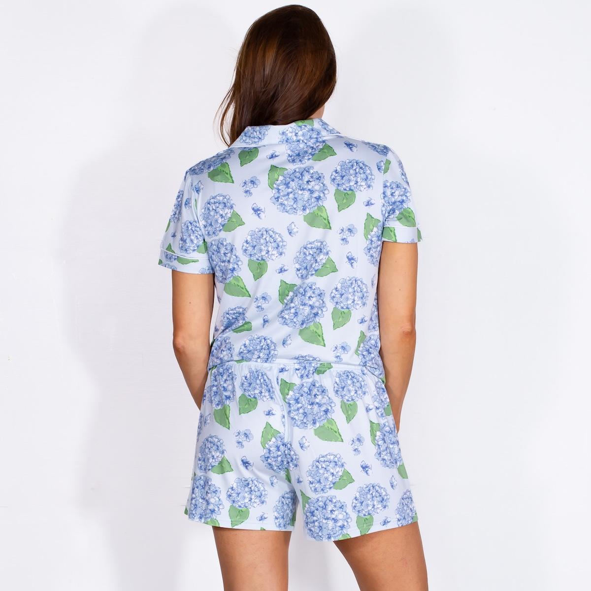 Short Sleeve Button Up Sleep Shirt | Hydrangea