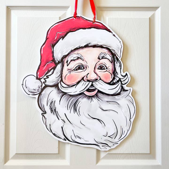 Door Hanger | Vintage Jolly Santa