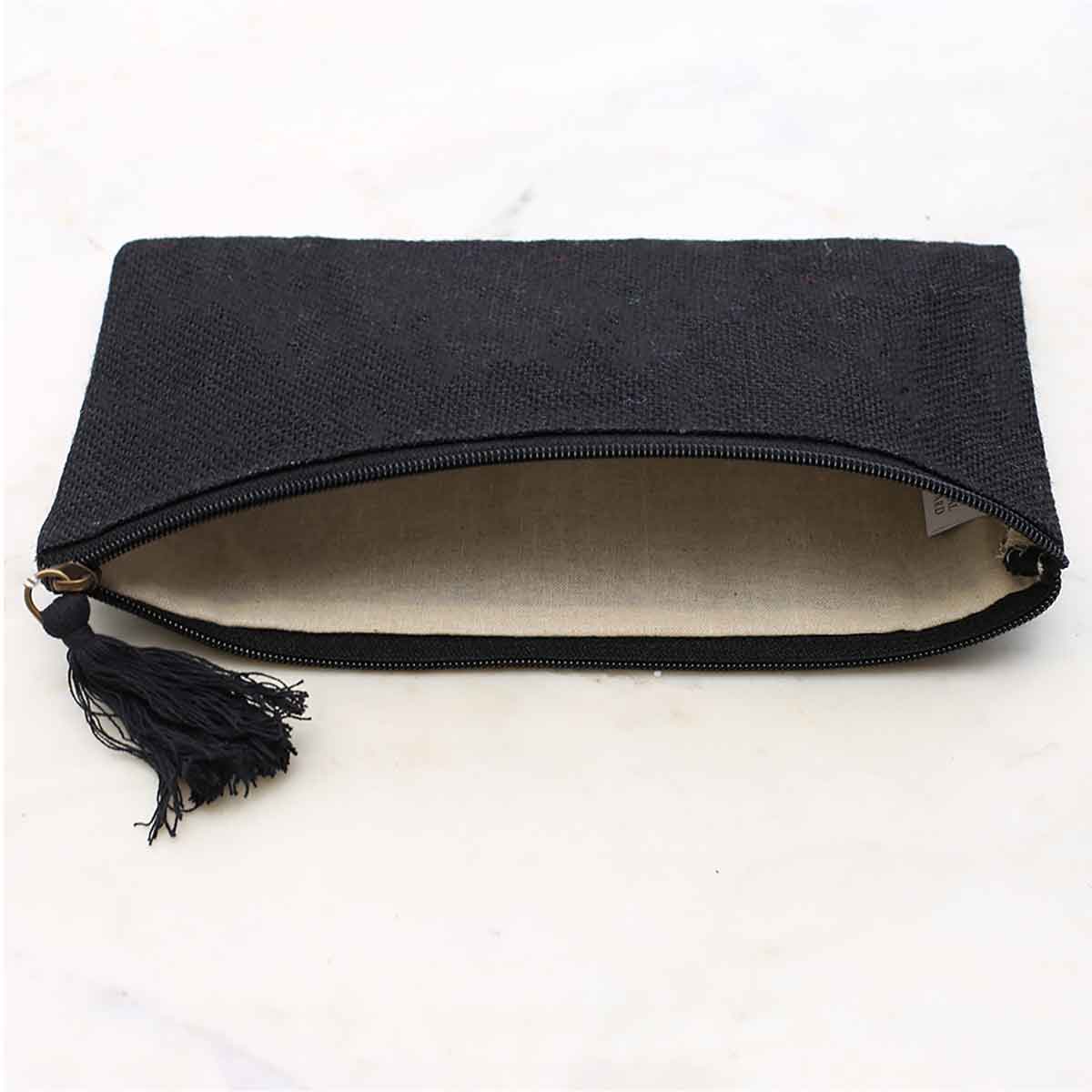 Black Jute Cosmetic Bag