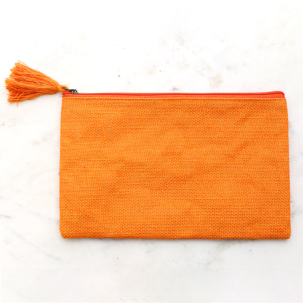 Orange Jute Cosmetic Bag