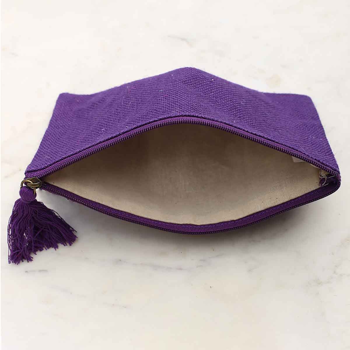 Purple Jute Cosmetic Bag