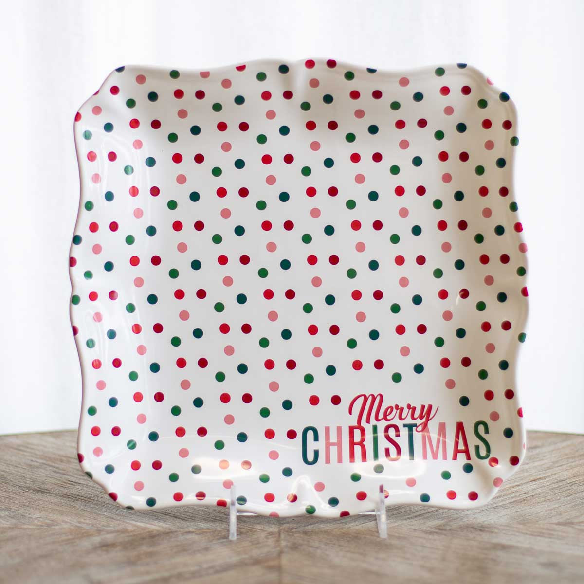 Christmas Fun Dot Square Platter