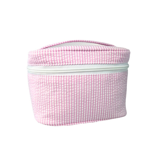 Mini Train Case | Pink Seersucker