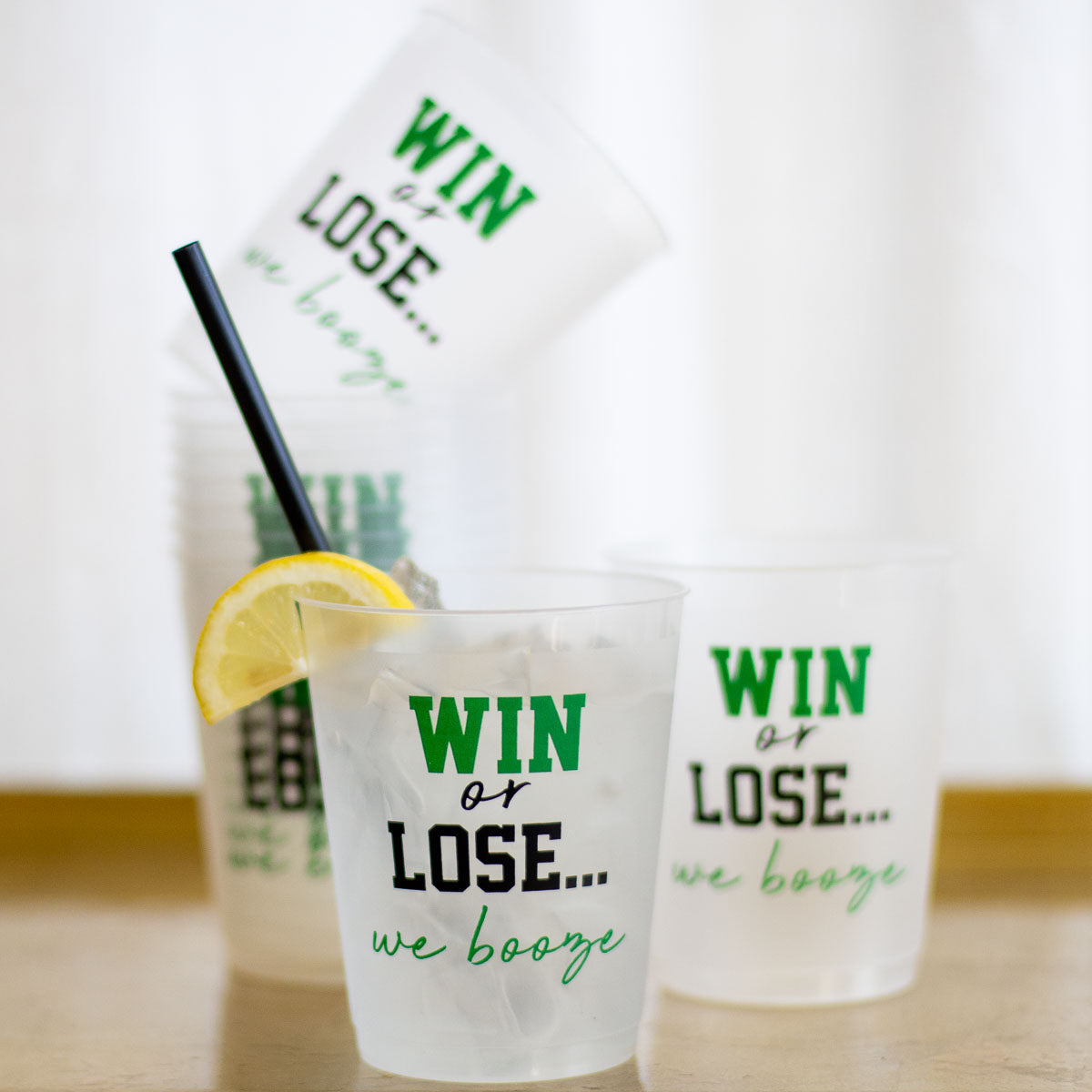 Win or Lose Party Cups Frosted Cups