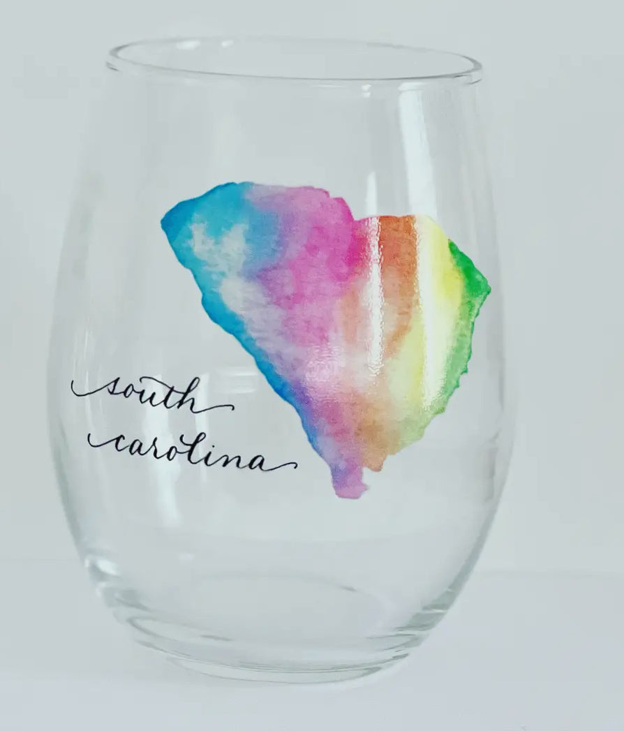 SC Watercolor Wine Glass