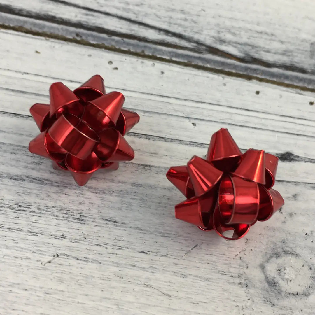 Christmas Bow Earrings | Red