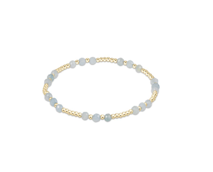 *RETIRED*Gemstone Gold Joy Pattern 3mm Bead Bracelet | Aquamarine