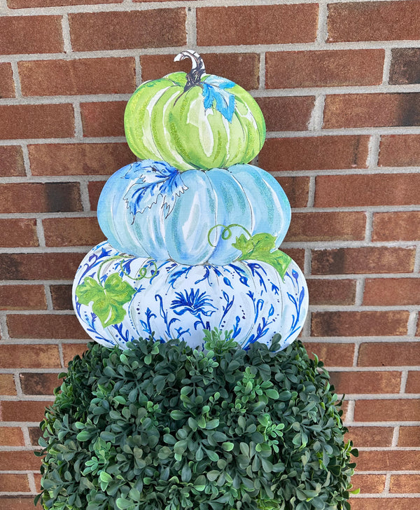 Metal Stake/Decor | Blue Pumpkin Stack