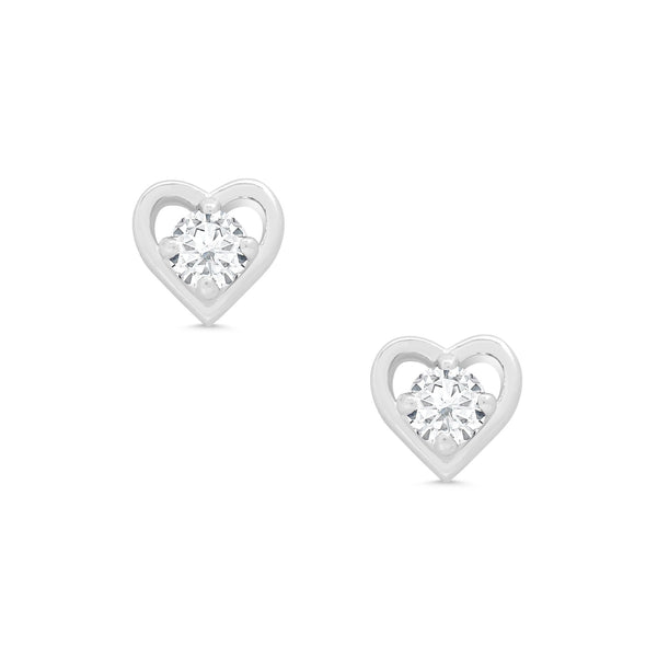 Stud Earrings - Silver Hearts