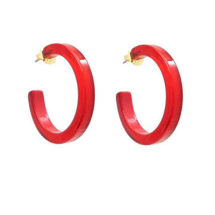 Medium Resin Hoop Earring | Red