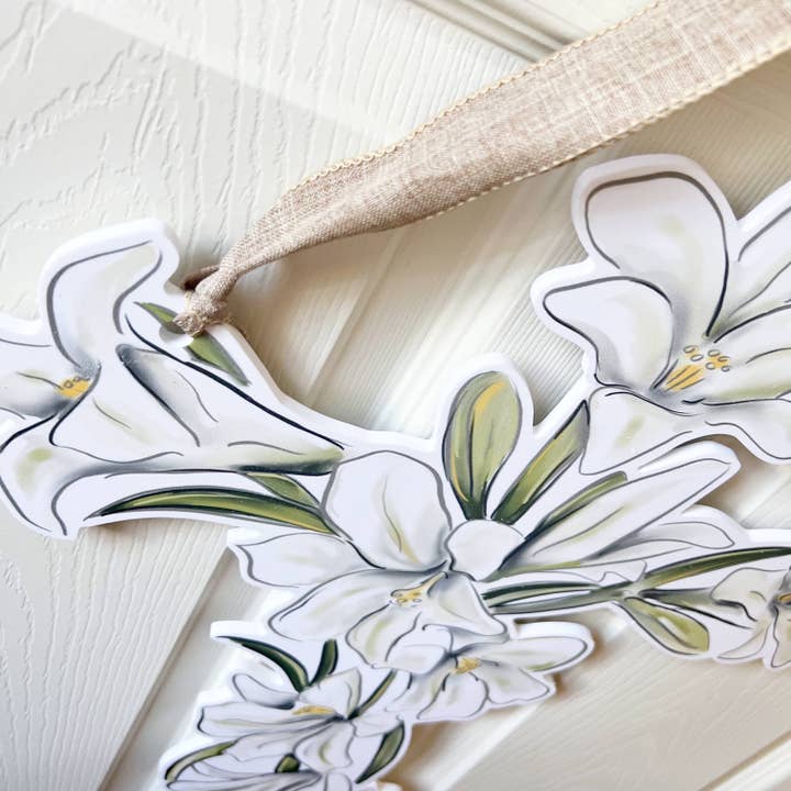 Door Hanger | Easter Lily Cross