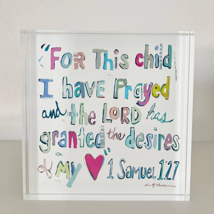 Acrylic Shelfie | 1 Samuel 1:27 Verse | More Pinks