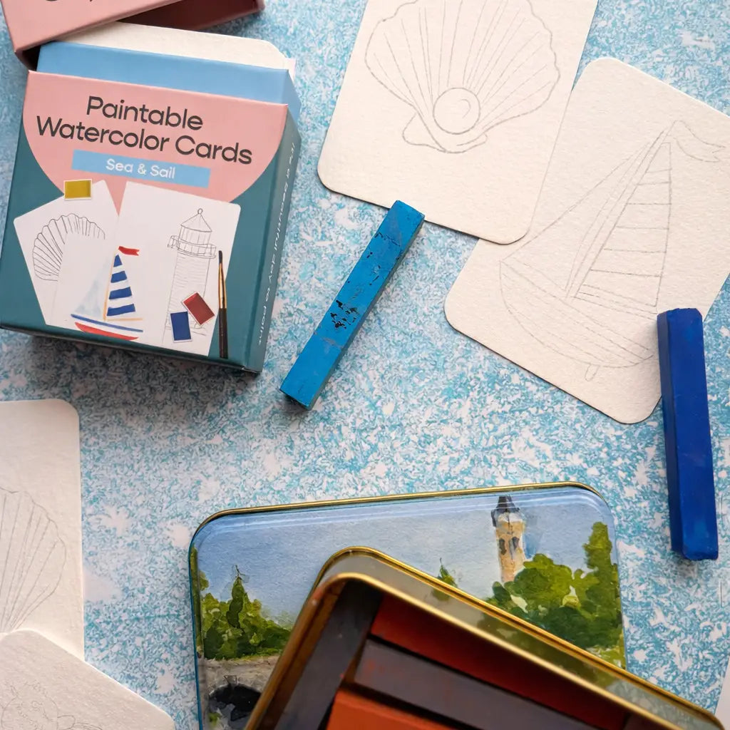 Paintable Watercolor Card Deck | Sea and Sail