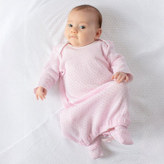 Newborn Overlap Shoulder Gown w/Bows | Pink