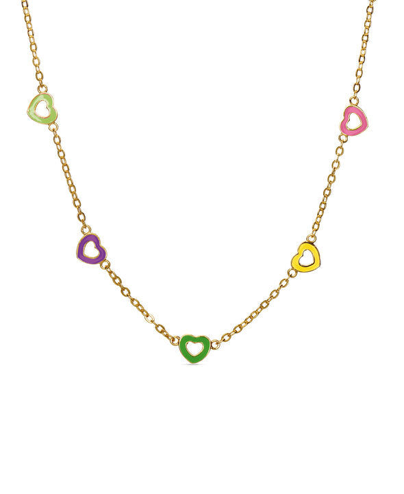 Hearts Station Necklace - Multi