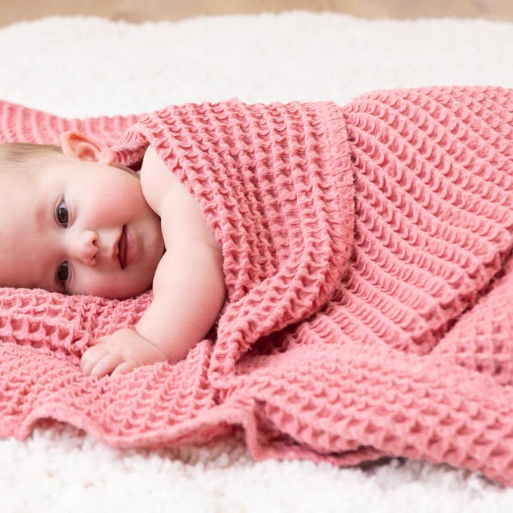 Waffle Baby Blanket | Watermelon Pink