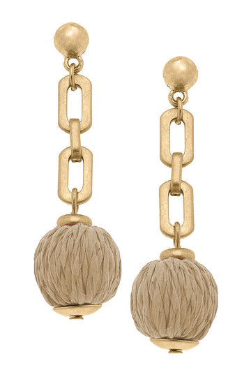 St. Barts Raffia Chain Link Earrings | Natural