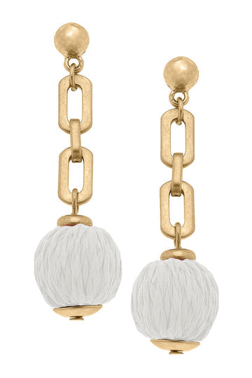 St. Barts Raffia Chain Link Earrings | White
