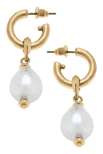Greta Freshwater Pearl Drop Earrings | Worn Gold & Ivory