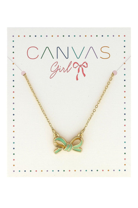 Children's Necklace | Maggie Bow in Light Green