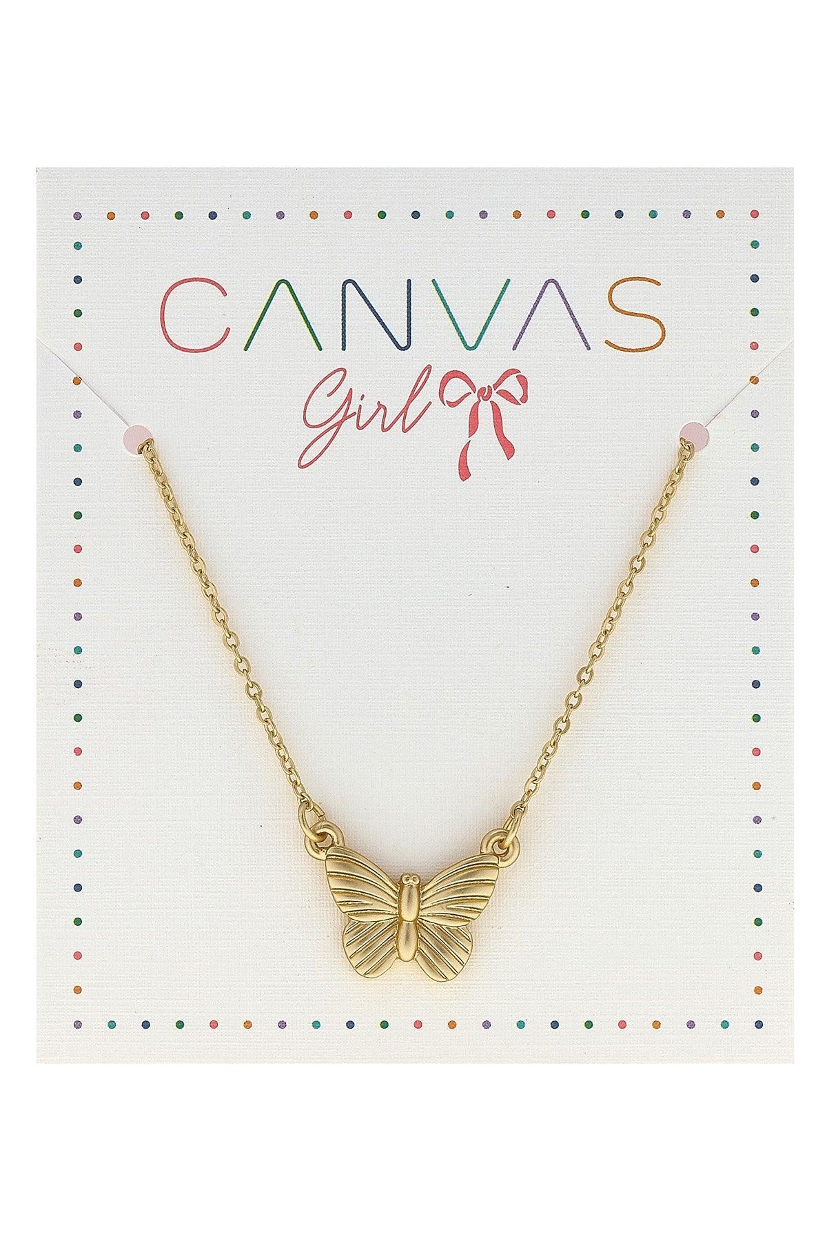 Children's Necklace | Cleo Butterfly in Worn Gold