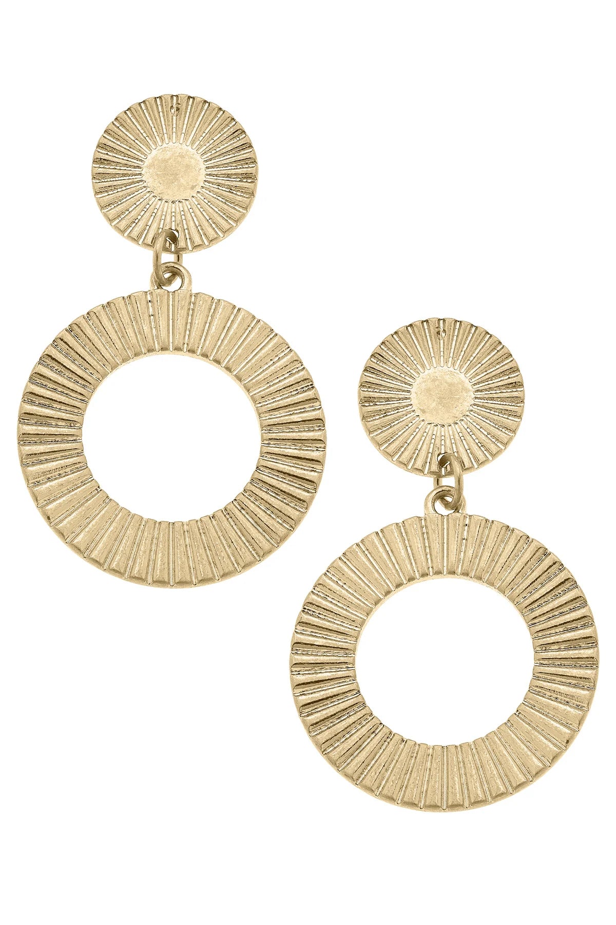 Sienna Fluted Metal Statement Earrings | Worn Gold