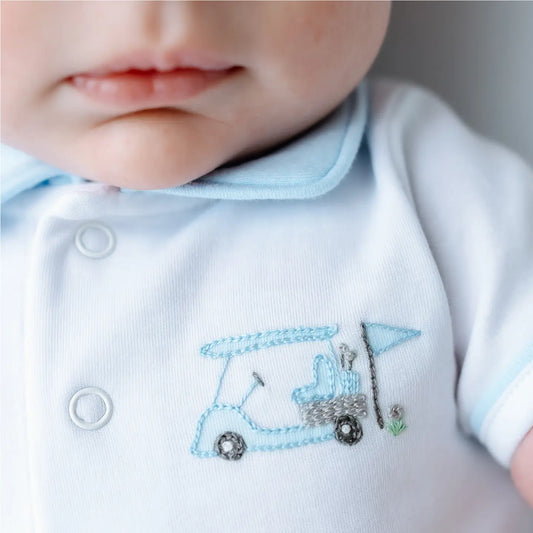 Little Golfer Collared Bodysuit | Light Blue