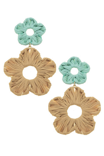 Rosa Rattan Flower Bomb Earrings | Mint
