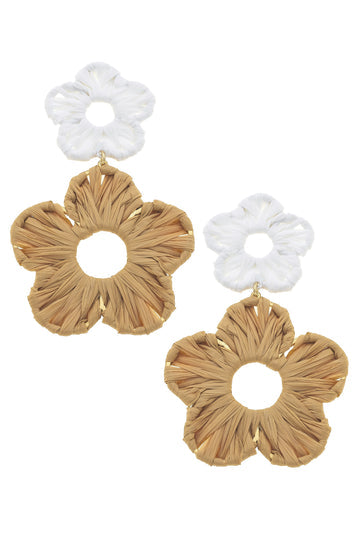 Rosa Rattan Flower Bomb Earrings | White