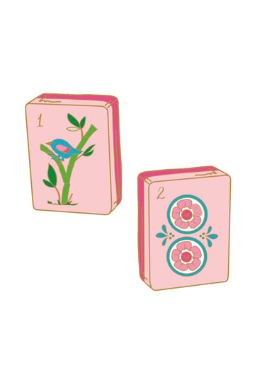 Stud Earrings | Light Pink Mahjong Tile