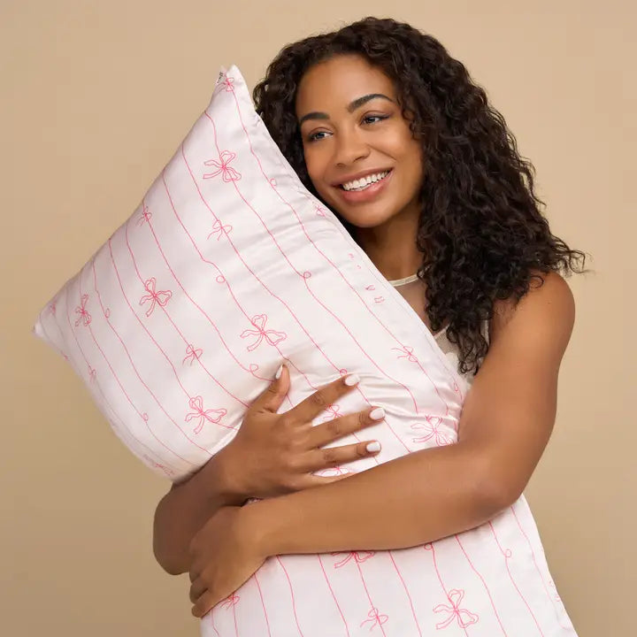 Satin Pillowcase | Striped Bows
