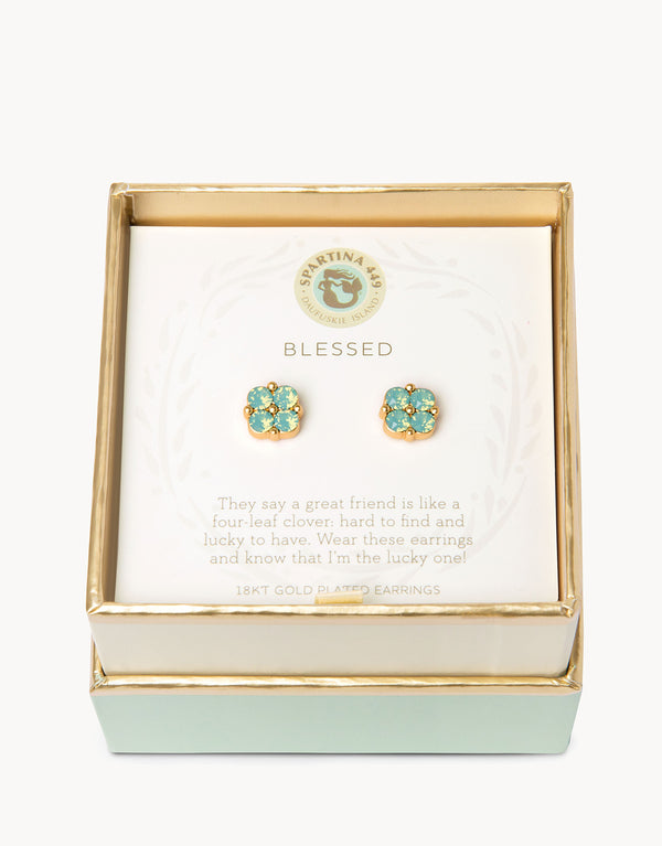 SLV Stud Earrings - Blessed/Sea Foam Clover
