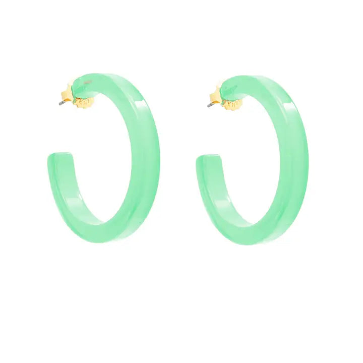 Medium Resin Hoop Earring | Mint