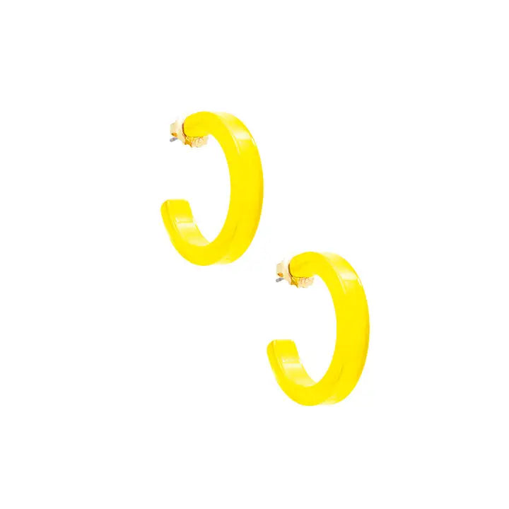 Small Resin Hoop Earring | Yellow