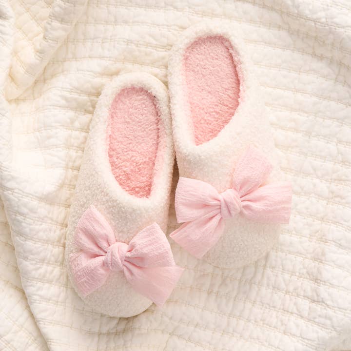 Fuzzy Slippers | Betty Bow | Blush