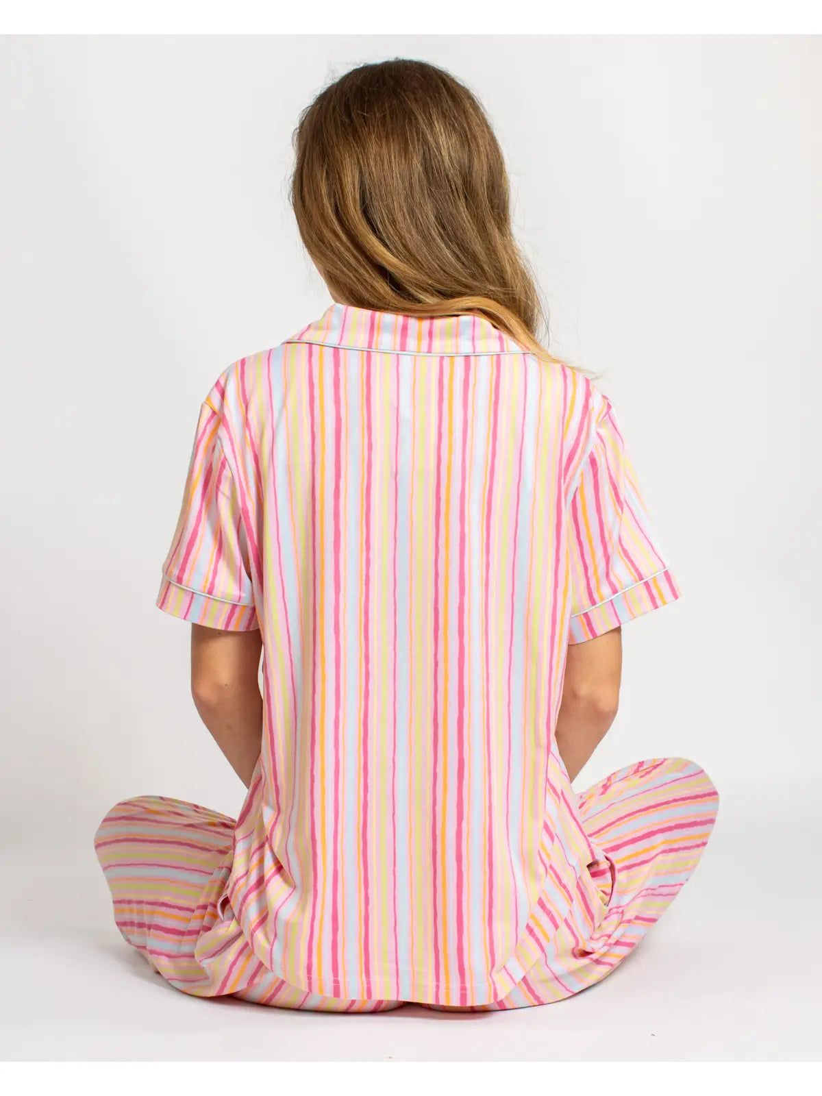 Addie Stripe Short Sleeve Button Up Sleep Shirt